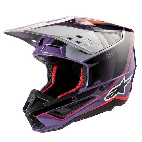Alpinestars S-M5 Sail Helmet Ece 22.06 Violet Black Silver, Motoren, Kleding | Motorhelmen, Offroadhelm, Heren, XL, Nieuw met kaartje