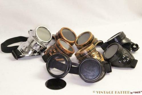 Steampunk lasbril Goggles brons koper zilver zwart rood blue, Hobby en Vrije tijd, Feestartikelen, Nieuw, Ophalen of Verzenden