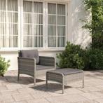 vidaXL 2-delige Loungeset met kussens poly rattan grijs, Verzenden, Nieuw, Rotan, Loungeset
