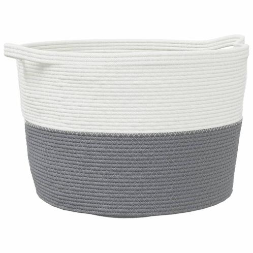 Opbergmand katoen grijs/wit Ã¸60cm | retourdeal | 51% kor., Huis en Inrichting, Woonaccessoires | Schalen en Manden, Rond, Nieuw