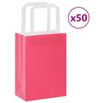 vidaXL Papieren zakken 50 st met hengsels 15x8x21 cm roze, Diversen, Verzenden, Nieuw