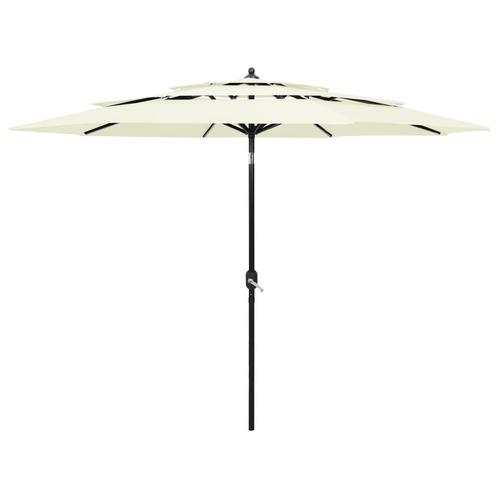 vidaXL Parasol 3-laags met aluminium paal 3 m zandkleurig, Tuin en Terras, Parasols, Nieuw, 3 tot 4 meter, Verzenden