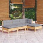 vidaXL 4-delige Loungeset met grijze kussens grenenhout, Verzenden, Nieuw, 4 zitplaatsen, Loungeset
