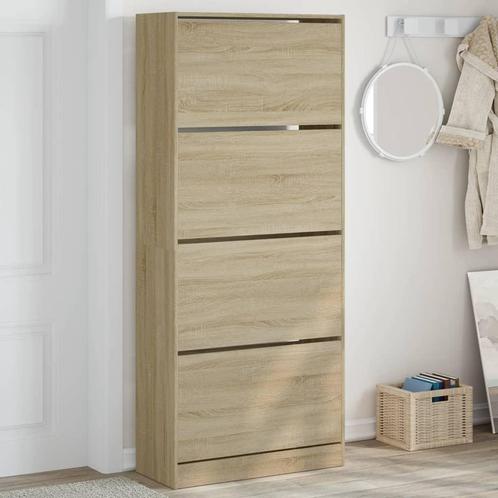 vidaXL Schoenenkast met 4 klaplades 80x34x187,5 cm sonoma, Huis en Inrichting, Kasten | Schoenenrekken, Nieuw, Verzenden