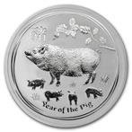 Lunar II - Year of the Pig - 2 oz 2019, Verzenden, Losse munt, Zilver