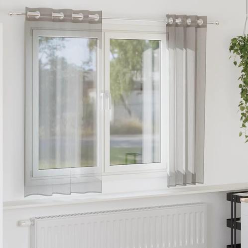 vidaXL Gordijnen voile met doorvoertules 2 st 140x140 cm, Huis en Inrichting, Stoffering | Gordijnen en Lamellen, Grijs, Nieuw