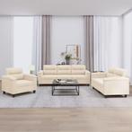 vidaXL 3-delige Loungeset met kussens microvezelstof beige, Huis en Inrichting, Banken | Bankstellen, Verzenden, Nieuw, Vierpersoons of meer