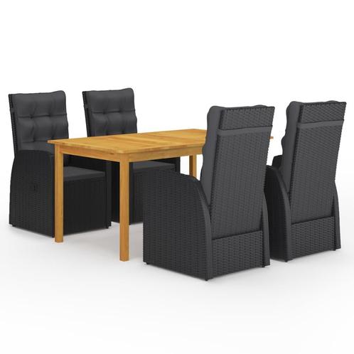 vidaXL 5-delige Tuinset zwart, Tuin en Terras, Tuinsets en Loungesets, Tuinset, Nieuw, 4 zitplaatsen, Hardhout, Verzenden