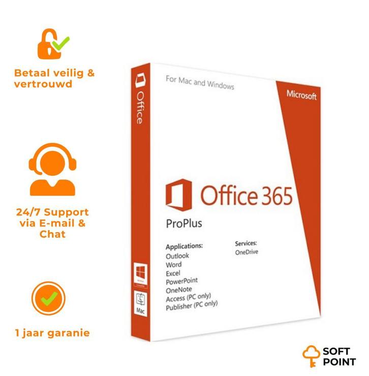 Office 365 Pro Plus Account – Levenslang | 5 apparaten |, Computers en Software, Office-software, Nieuw, Access, Excel, OneNote