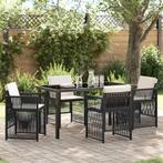 vidaXL Tuin Eetset 5 pcs Zwart Poly riet, Tuin en Terras, Verzenden, Nieuw, Rotan