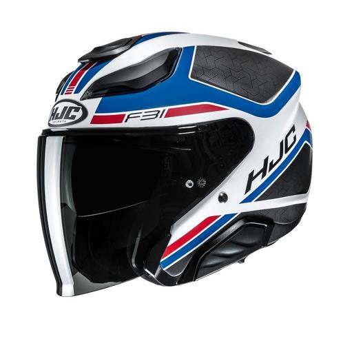 HJC F31 Ceron Wit Rood Blauw Jet Helmet, Motoren, Kleding | Motorhelmen, Jethelm, Heren, XS, Nieuw met kaartje, HJC, Verzenden