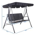 Schommelbank Grijs 3-zits | Waterdicht Zonnedak | OP=OP, Tuin en Terras, Ophalen of Verzenden, Nieuw, Metaal, Verstelbaar