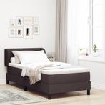 vidaXL Boxspringbed met matras stof donkerbruin 80x200 cm, Eenpersoons, Bruin, Verzenden, Nieuw