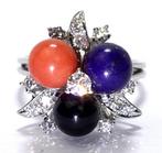 Ring - 14 karaat Witgoud Diamant (Natuurlijk) - Onyx -, Sieraden, Tassen en Uiterlijk, Ringen, Nieuw