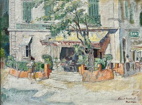 Pol Dom (1884-1974) - Frans café in Saint Raphael, Antiek en Kunst, Kunst | Schilderijen | Klassiek