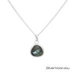 925 zilveren ketting labradoriet hanger – mystiek en elegant, Verzenden, Nieuw, Zilver