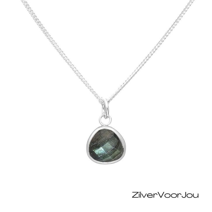 925 zilveren ketting labradoriet hanger – mystiek en elegant, Sieraden, Tassen en Uiterlijk, Kettingen, Nieuw, Verzenden