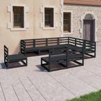 vidaXL 9-delige Loungeset massief grenenhout zwart, Tuin en Terras, Tuinsets en Loungesets, Verzenden, Nieuw, Loungeset