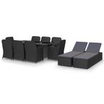 vidaXL 11-delige Tuinset poly rattan zwart, Tuin en Terras, Tuinsets en Loungesets, Verzenden, Nieuw, Rotan, Tuinset