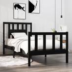 vidaXL Bedframe massief hout zwart 75x190 cm, Eenpersoons, Verzenden, Zwart, Nieuw