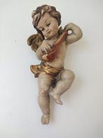 Snijwerk, Holzfigur - farbiger Engel mit Mandoline -