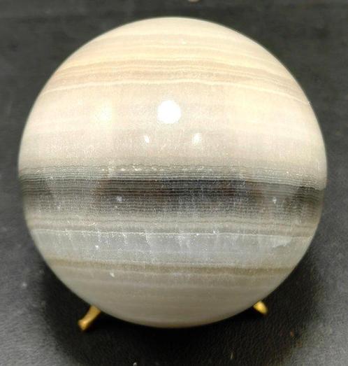 Gestreepte Onyx Natuurlijke Minerale Steen Bol - Hoogte: 85, Verzamelen, Mineralen en Fossielen