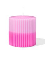 HEMA Stompkaars Ø10x10cm ribbel lichtroze-felroze, Huis en Inrichting, Woonaccessoires | Kandelaars en Kaarsen, Verzenden, Nieuw