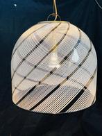 Plafondlamp - kandelaar met witte strepen - Glas, Antiek en Kunst, Antiek | Lampen