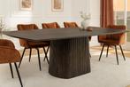 Design Eettafel GRAND 200cm Donkerbruin Mangohout Bootvorm, Huis en Inrichting, Tafels | Eettafels, Ophalen of Verzenden, Nieuw