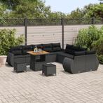 vidaXL 13-delige tuinsofa set met zwarte kussens van poly, Verzenden, Nieuw, Rotan