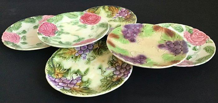 Barbotine art nouveau borden - Bord (6) - Faience Barbotine, Antiek en Kunst, Kunst | Designobjecten