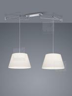 Hanglamp Certo 2-lichts met witte stoffen kap, Huis en Inrichting, Lampen | Hanglampen, Verzenden, Nieuw, Stof, 75 cm of meer