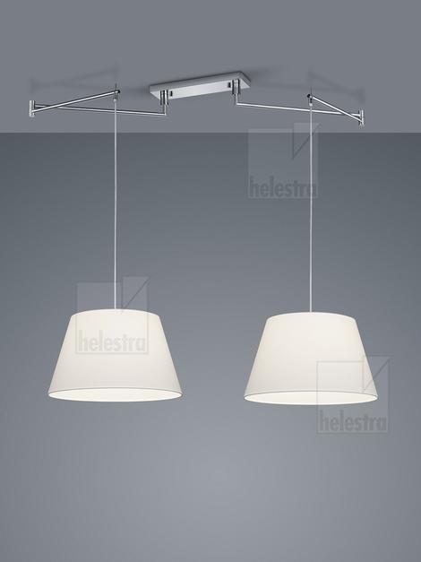 Hanglamp Certo 2-lichts met witte stoffen kap, Huis en Inrichting, Lampen | Hanglampen, Nieuw, Metaal, Stof, 75 cm of meer, Verzenden