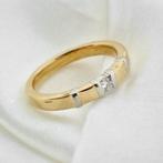 Bicolor gouden ring met diamant | 0,15 ct. (witgoud, unisex), Gebruikt, Overige kleuren, 19 tot 20, Ophalen of Verzenden