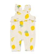HEMA Newborn jumpsuit mousseline citroenen ecru, Nieuw, Verzenden