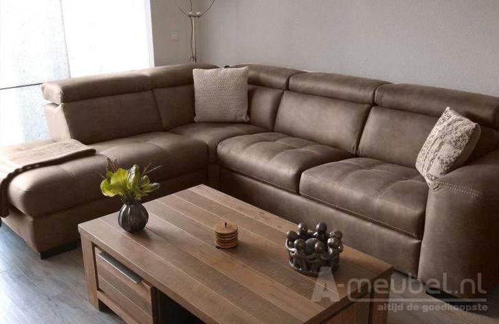 Bankstel Harderwijk - rechte banken - Taupe, Huis en Inrichting, Banken | Bankstellen, Nieuw, Stof