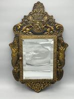 zeer zeldzaam model Holkandse latoen koperen spiegel met, Antiek en Kunst, Antiek | Overige Antiek