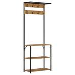 vidaXL Kapstok met schoenenrek 68x30x182 cm massief ruw, Huis en Inrichting, Woonaccessoires | Kapstokken, Verzenden, Nieuw