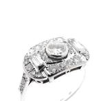 Witgouden rijring met diamant ; 0,65 ct. | Art-Deco, Gebruikt, Overige kleuren, Ophalen of Verzenden, Kleiner dan 17