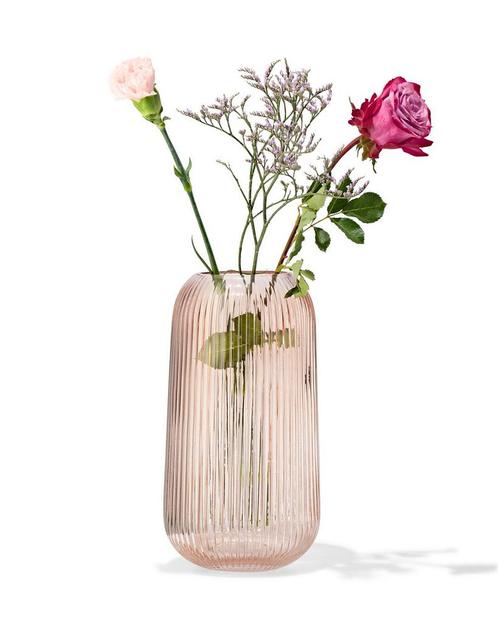 HEMA Vaas Ø6x27cm glas ribbel oranje korting, Huis en Inrichting, Woonaccessoires | Vazen, Nieuw, Verzenden