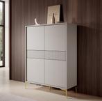 Meubella | Kast beige dressoir 103cm | Gouden poten, Huis en Inrichting, Kasten | Vitrinekasten, 100 tot 150 cm, Verzenden, 100 tot 150 cm