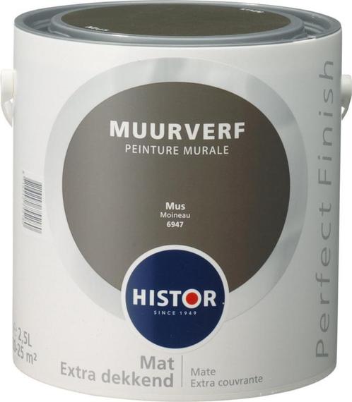 Histor Perfect Finish Muurverf Mat - Mus 6947 - 2,5 Liter, Doe-het-zelf en Verbouw, Verf, Beits en Lak, Verf, Overige kleuren