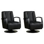 Set van 2 Leren draaifauteuils Galaxy - Toledo Nero (zwart), Huis en Inrichting, Nieuw, Ophalen of Verzenden, 50 tot 75 cm, Leer