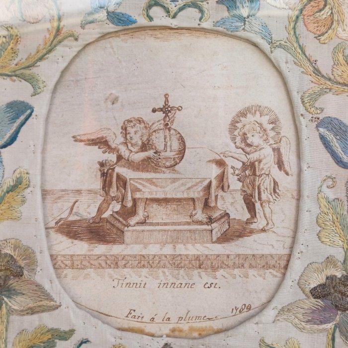 Nederlandse school (XVIII) - Vroeg 18e-eeuwse geborduurde, Antiek en Kunst, Kunst | Niet-Westerse kunst