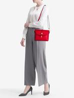 2dekans | Pia Sassi Italiaanse Leren Handtas – Rood – 25 x, Sieraden, Tassen en Uiterlijk, Tassen | Schoudertassen, Ophalen of Verzenden