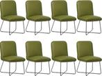Set van 8 Groene leren industriële design eetkamerstoelen -, Nieuw, Vijf, Zes of meer stoelen, Modern, Leer
