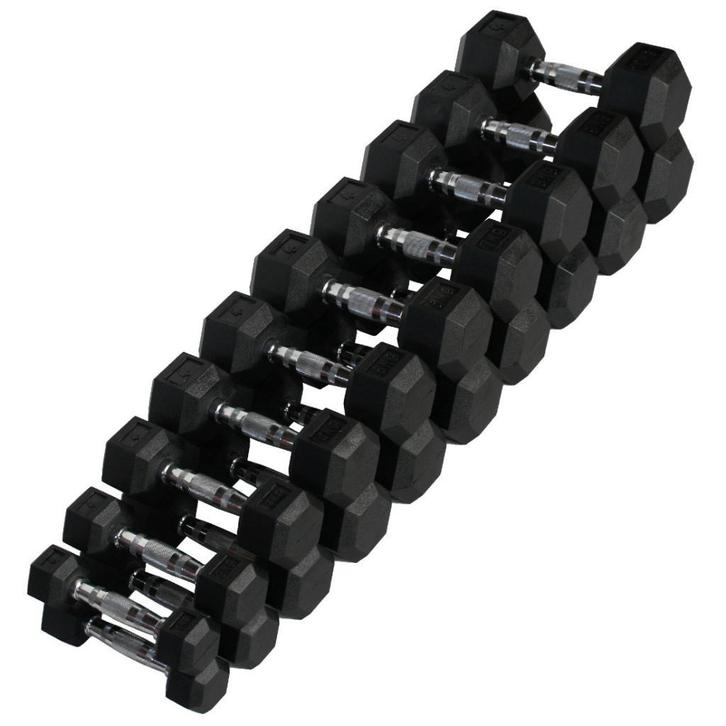 Hexa Dumbbellset | 110 kg - 1 t/m 10 kg - hex dumbbells, Sport en Fitness, Fitnessmaterialen, Dumbbell, Nieuw, Armen, Benen, Borst