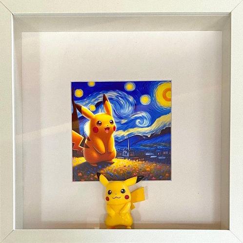MVR - Pikachu in The Starry Night, Antiek en Kunst, Kunst | Schilderijen | Modern