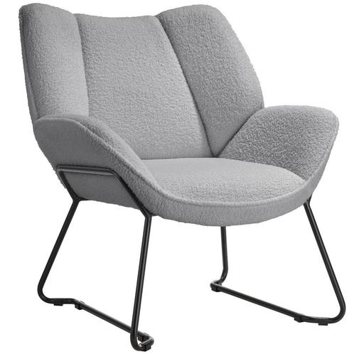 Fauteuil Kjeld bouclé, gestoffeerd, 120kg draagkracht - lich, Huis en Inrichting, Stoelen, Verzenden