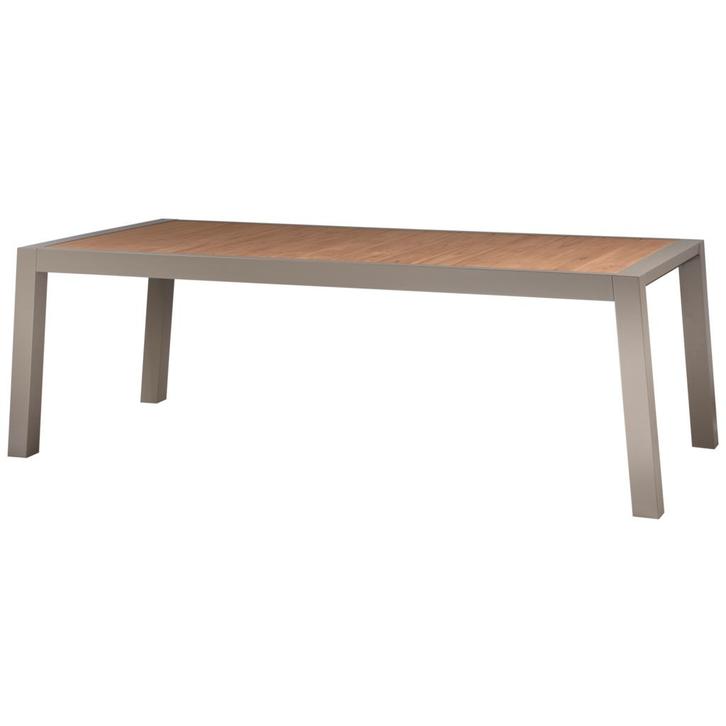 Sulphur Eettafel Teak Aluminium Houtlook 220x100cm Exotan, Tuin en Terras, Tuintafels, Verzenden